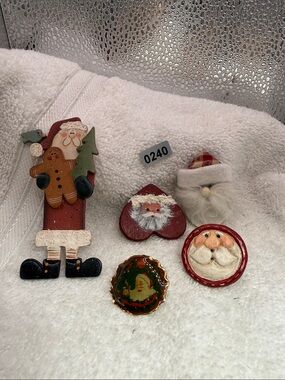 Christmas Santa Brooch Collection in Red and White, A couple a handmade Santa’s!